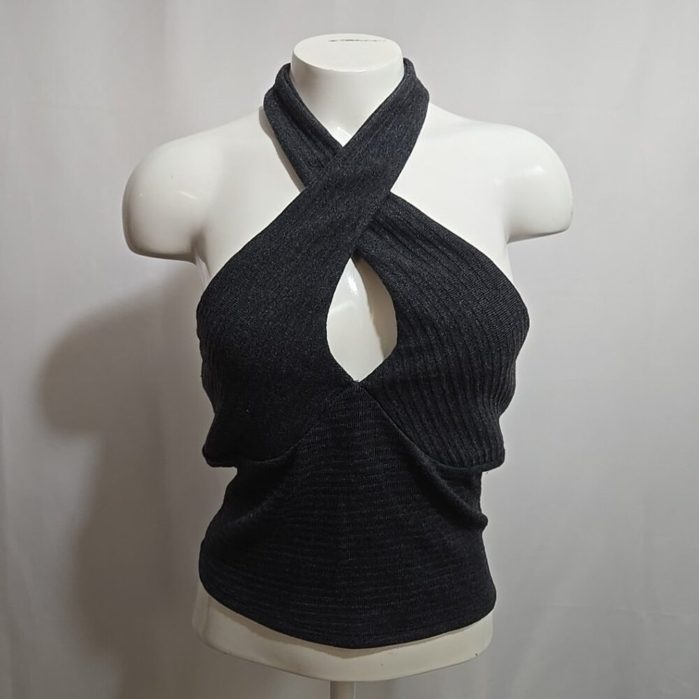 NWT Charlotte Avery Halter Top Approximate Size Small Gray Stretch